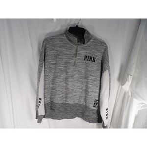 Victoria's Secret Pink Womens Gray White Long Sleeve Pullover Sweatshirt Size L